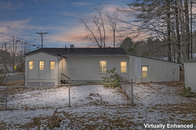 view of snow covered property