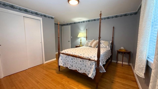 bedroom featuring a closet and hardwood / wood-style floors