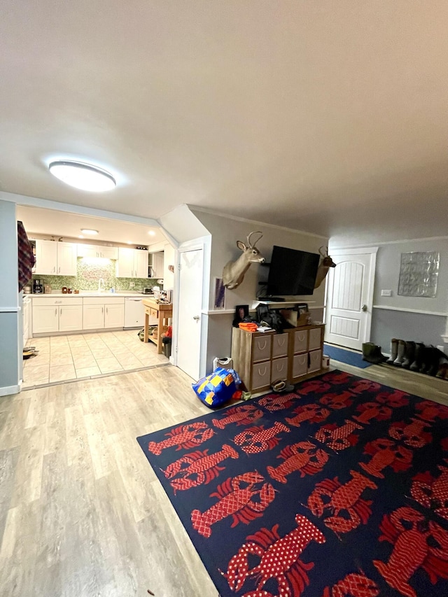 living room with light hardwood / wood-style flooring