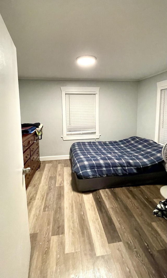 bedroom featuring light wood-type flooring