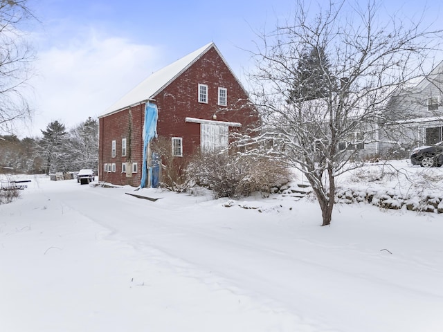 view of snow covered exterior