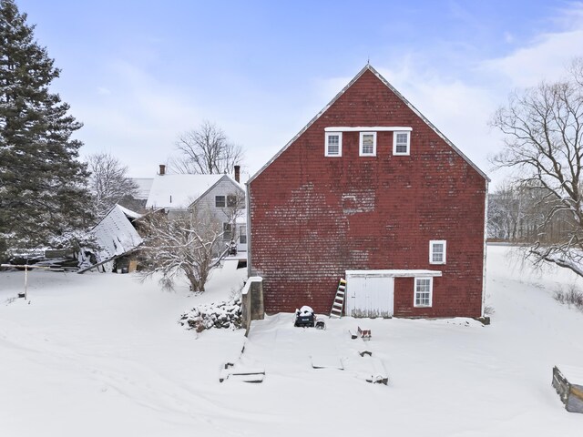 view of snow covered exterior