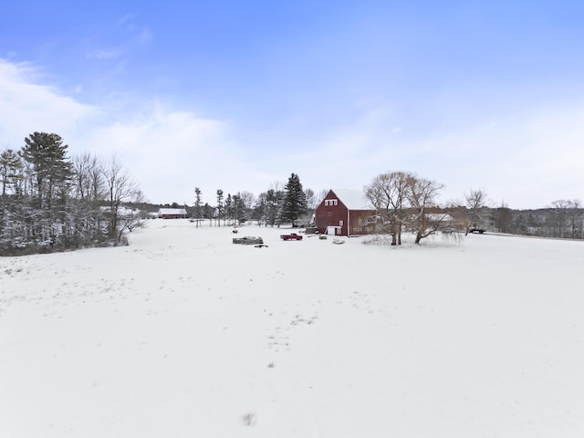 view of yard covered in snow