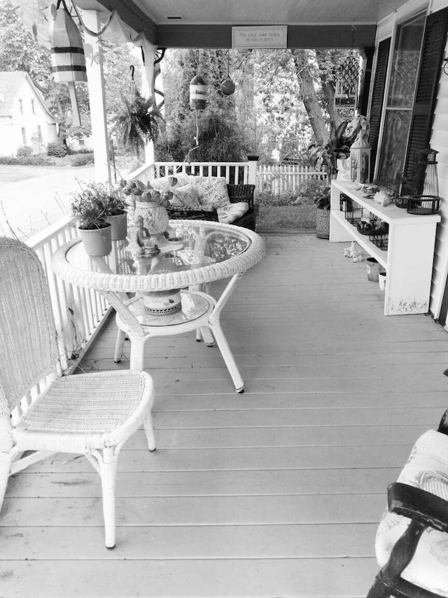 wooden terrace with covered porch