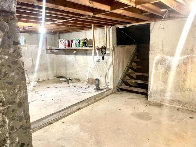 view of unfinished basement