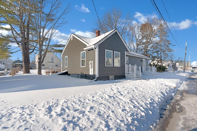 view of snow covered exterior