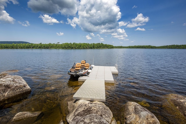 view of dock featuring a water view