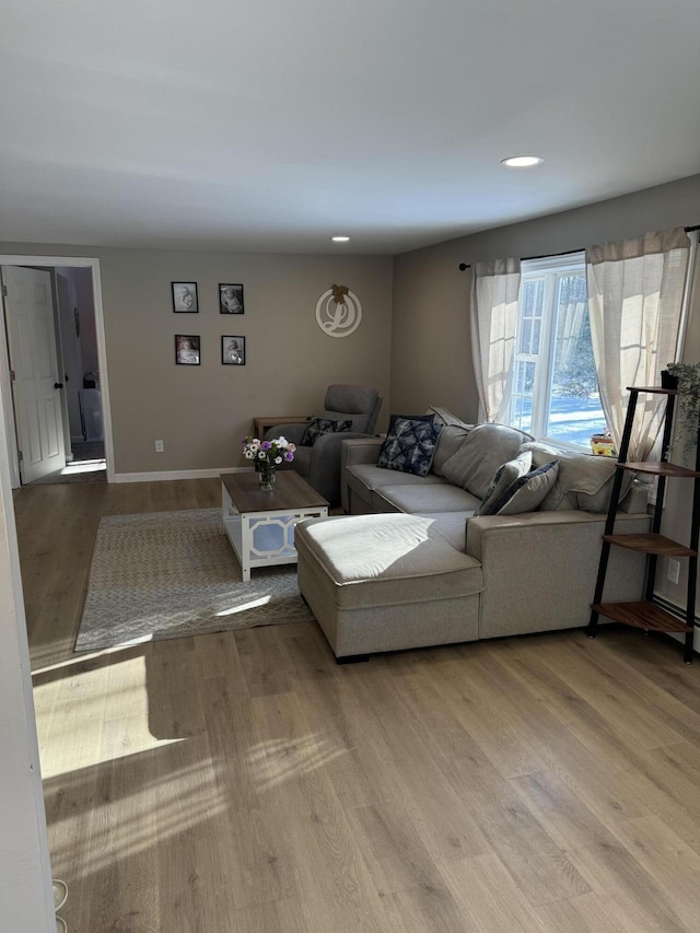 living room featuring light hardwood / wood-style floors