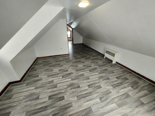 bonus room with lofted ceiling and radiator heating unit