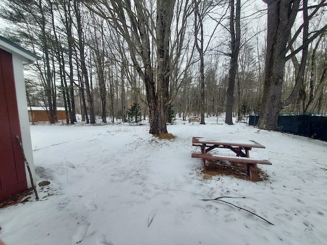 view of snowy yard