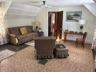 living room with vaulted ceiling