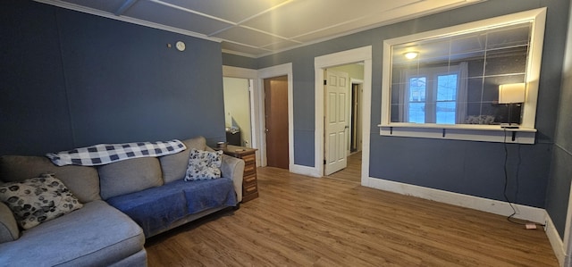 living room with hardwood / wood-style flooring