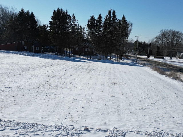 view of yard layered in snow