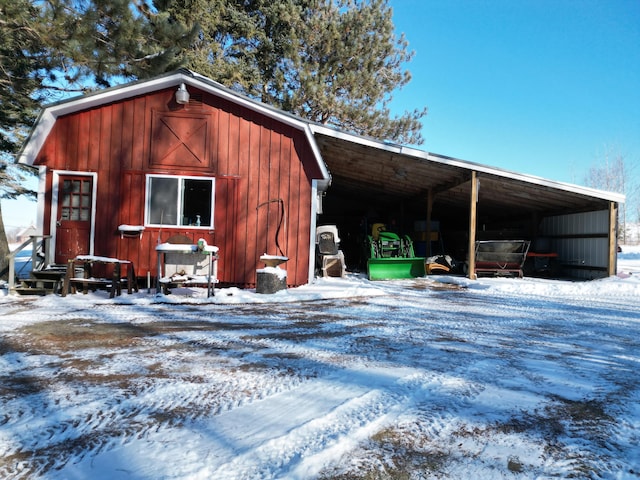 view of snow covered structure