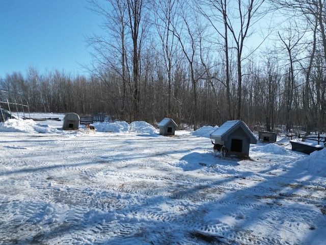 view of yard covered in snow