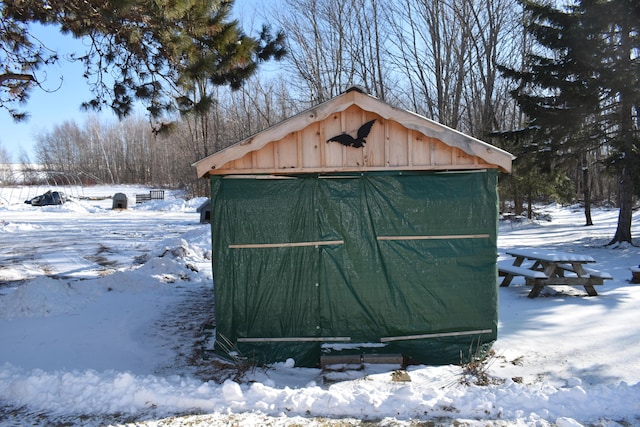 view of snow covered structure