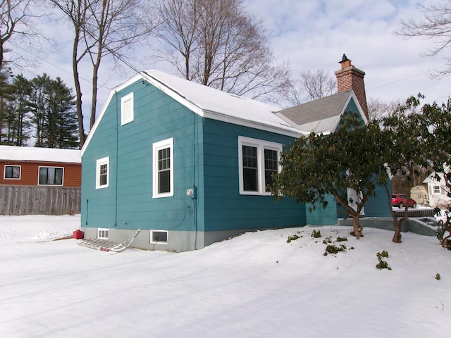 view of snow covered exterior