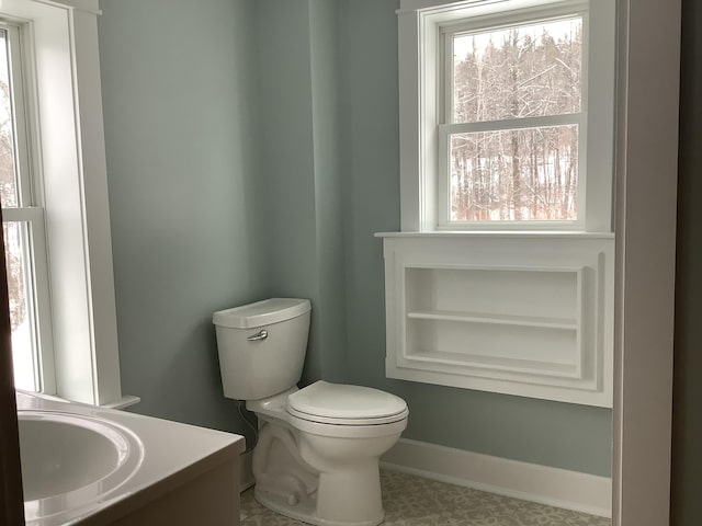 bathroom with toilet and vanity