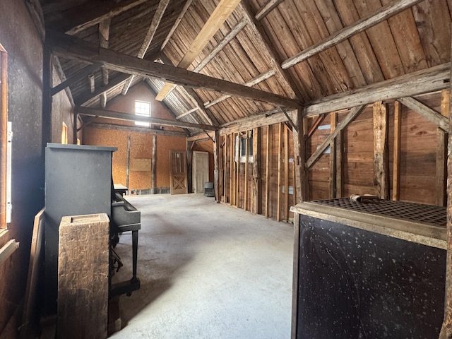 view of unfinished attic