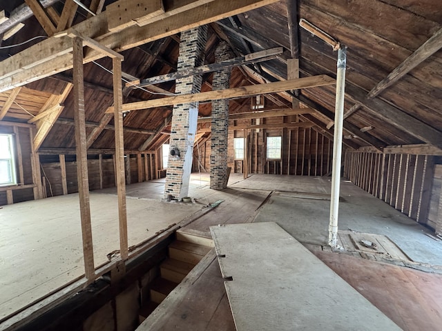 view of unfinished attic