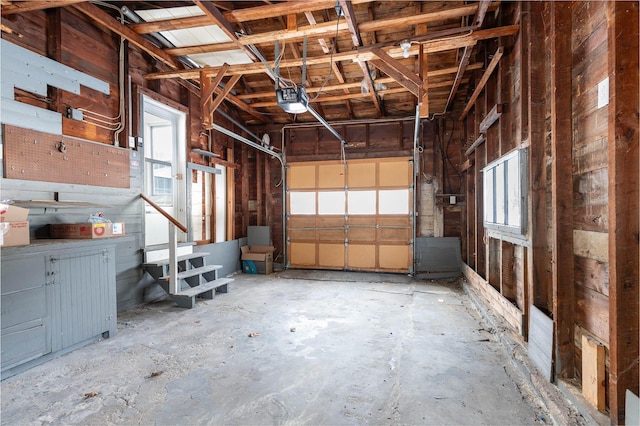 garage with a garage door opener