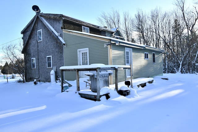 view of snow covered exterior