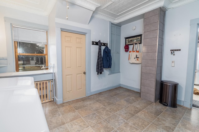 interior space with washing machine and clothes dryer