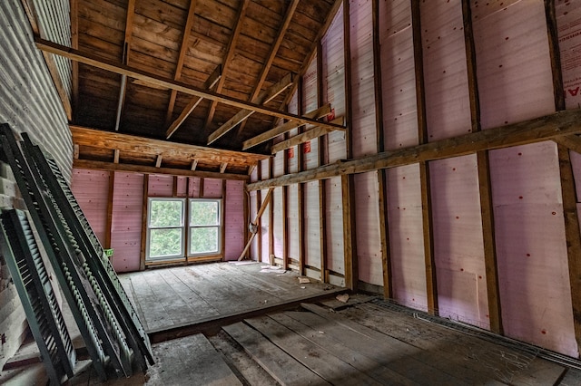 misc room featuring high vaulted ceiling