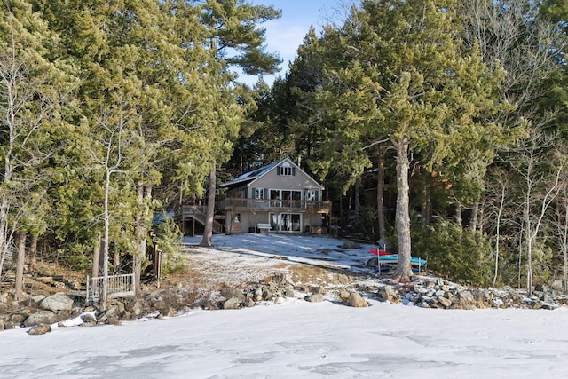 view of front of house with a deck