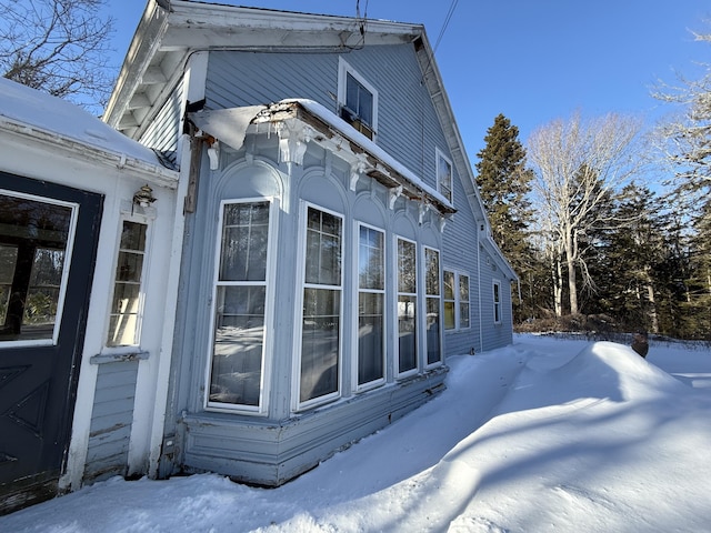 view of snow covered exterior