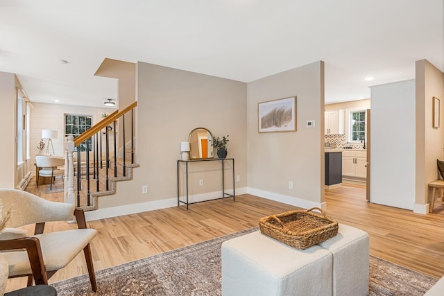 living room with light wood-type flooring