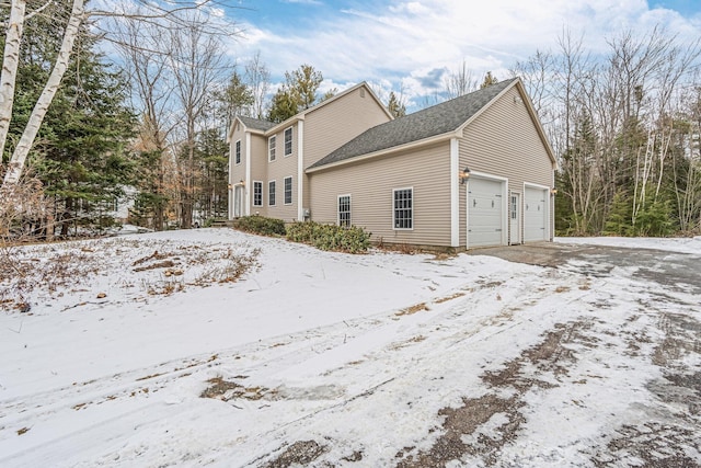 view of snow covered property