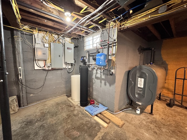 utility room with electric panel and heating fuel