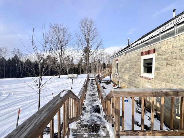 view of yard covered in snow