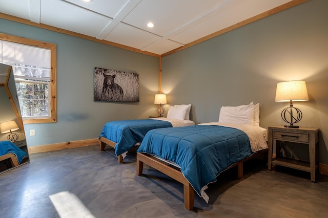 bedroom featuring coffered ceiling