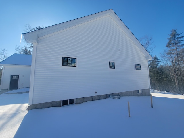 view of snow covered exterior