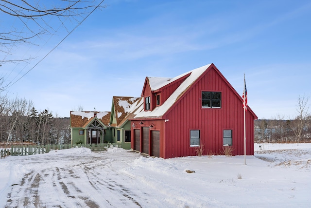 exterior space with a garage