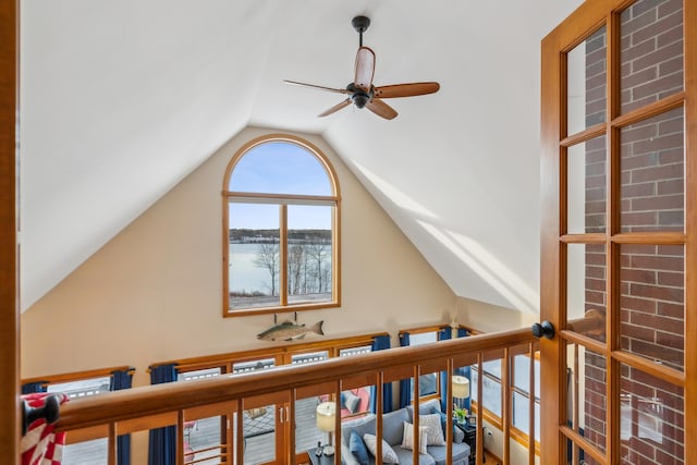 interior details featuring ceiling fan