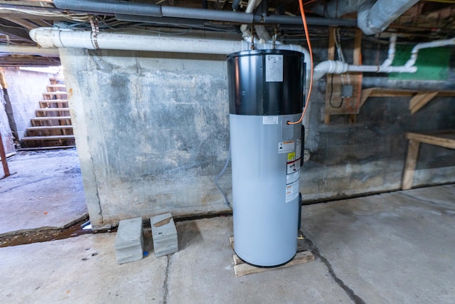 utility room featuring water heater