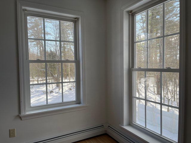 interior space with a baseboard heating unit