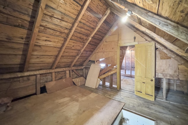 view of unfinished attic