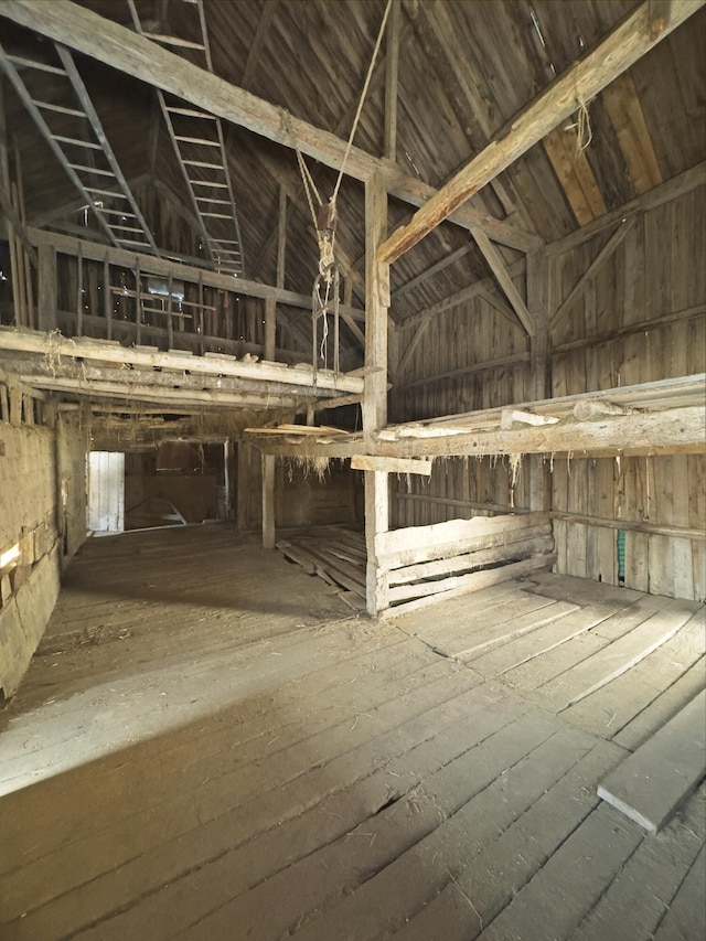 miscellaneous room featuring vaulted ceiling