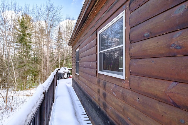 view of snow covered exterior