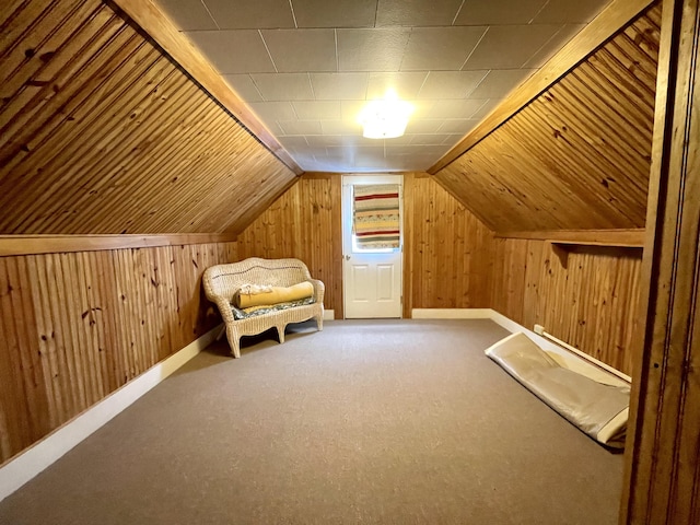 bonus room featuring vaulted ceiling and carpet