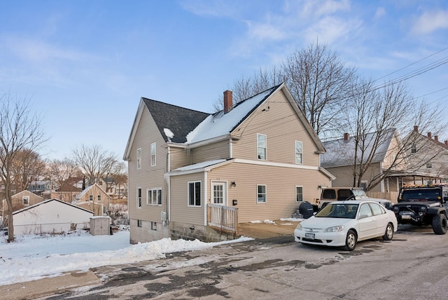 view of snow covered exterior