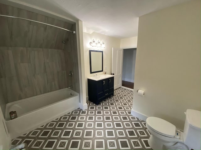 full bathroom featuring vanity, shower / tub combination, and toilet