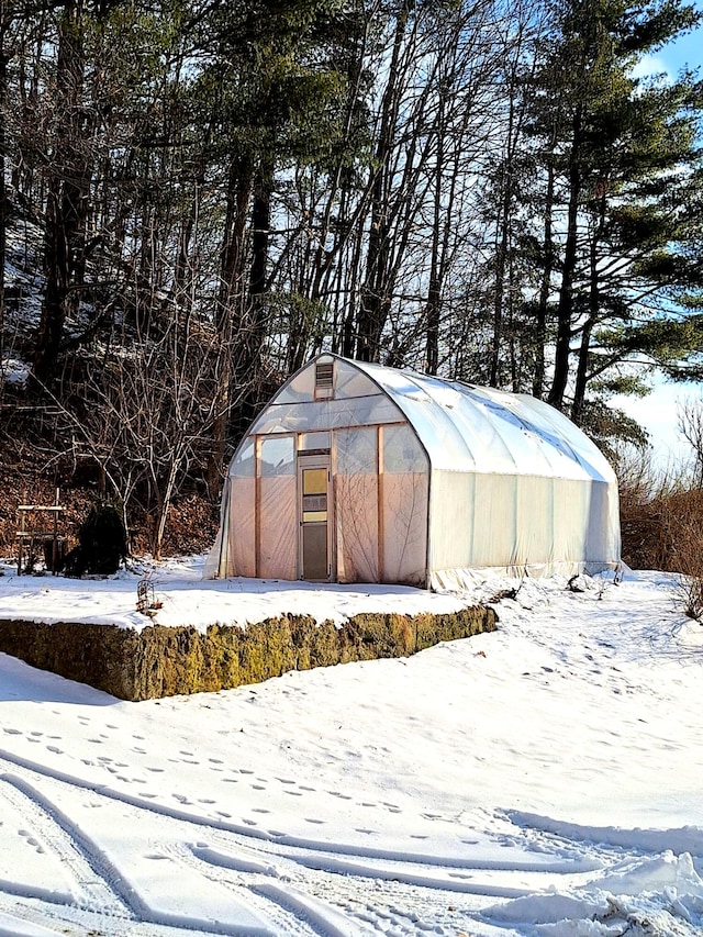 view of snow covered structure