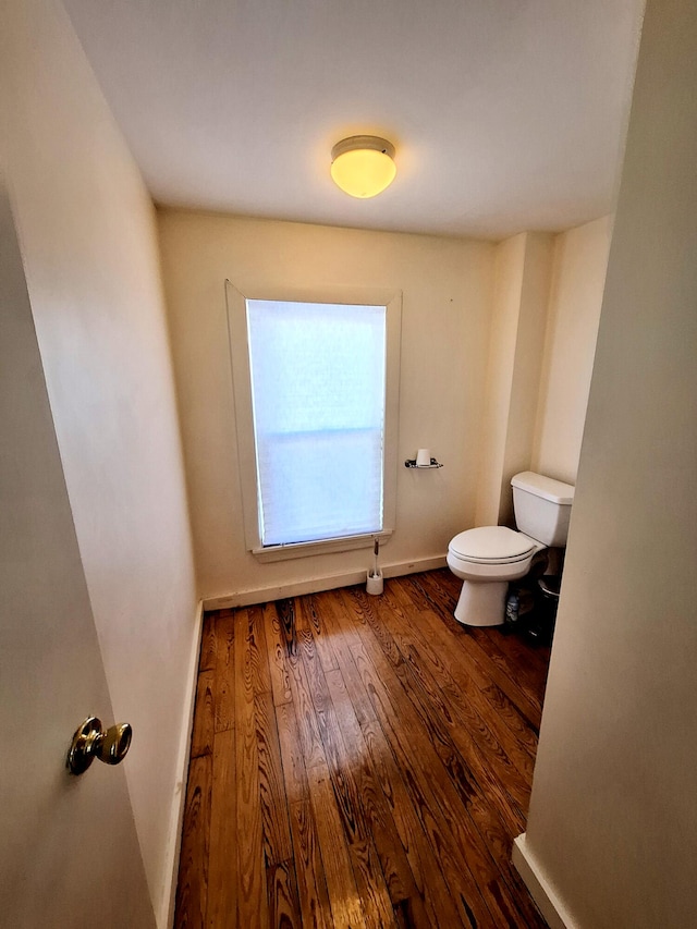 bathroom with wood-type flooring and toilet