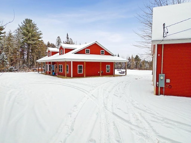 view of snow covered exterior