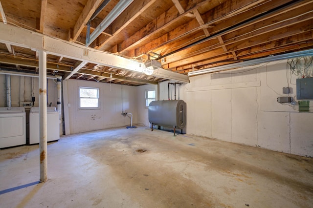 3 Sea Breeze Ave, Biddeford, ME 04005 - below grade area featuring oil tank, washer and clothes dryer, and electric panel